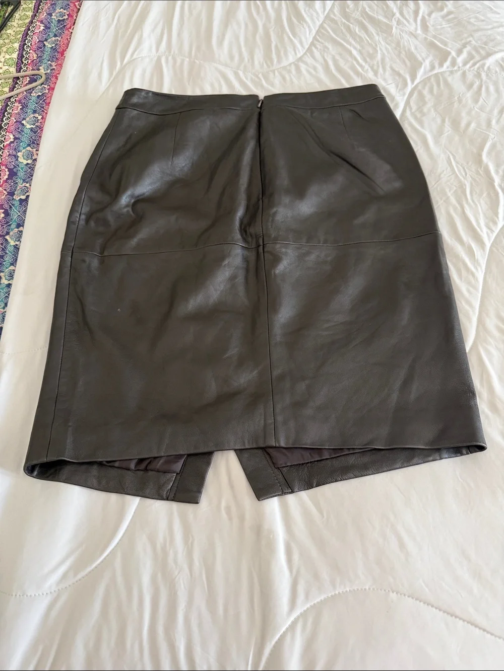 Halogen Black Leather Pencil Skirt with Front Wrap